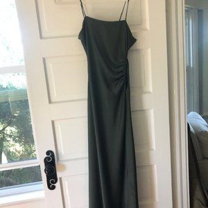Moss green silky dress